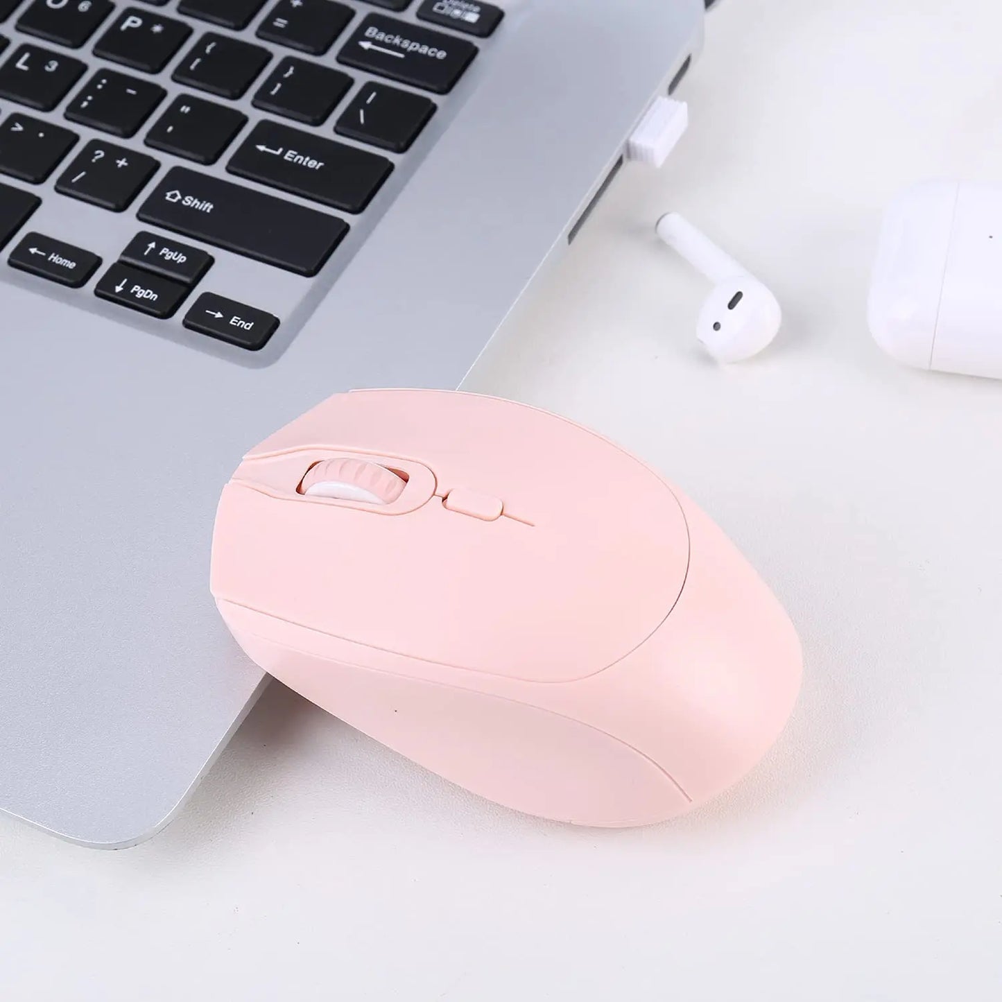 Portable Computer Mouse 2.4G with USB Receiver Wireless Mouse for PC Tablet Laptop (Pink)