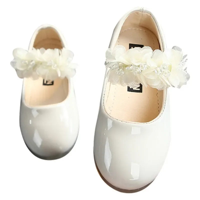 Chaussures princesse douces pour filles, semelle souple, antidérapantes, en cuir, plates, décontractées