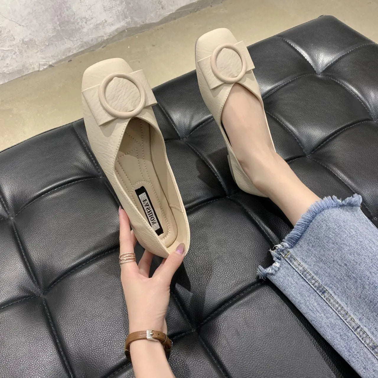 Shoes For Woman 2025 Flat Flats Women's Summer Footwear Low Heel Elegant Pointed Toe White On Promotion 39 Social Chic Point Hot