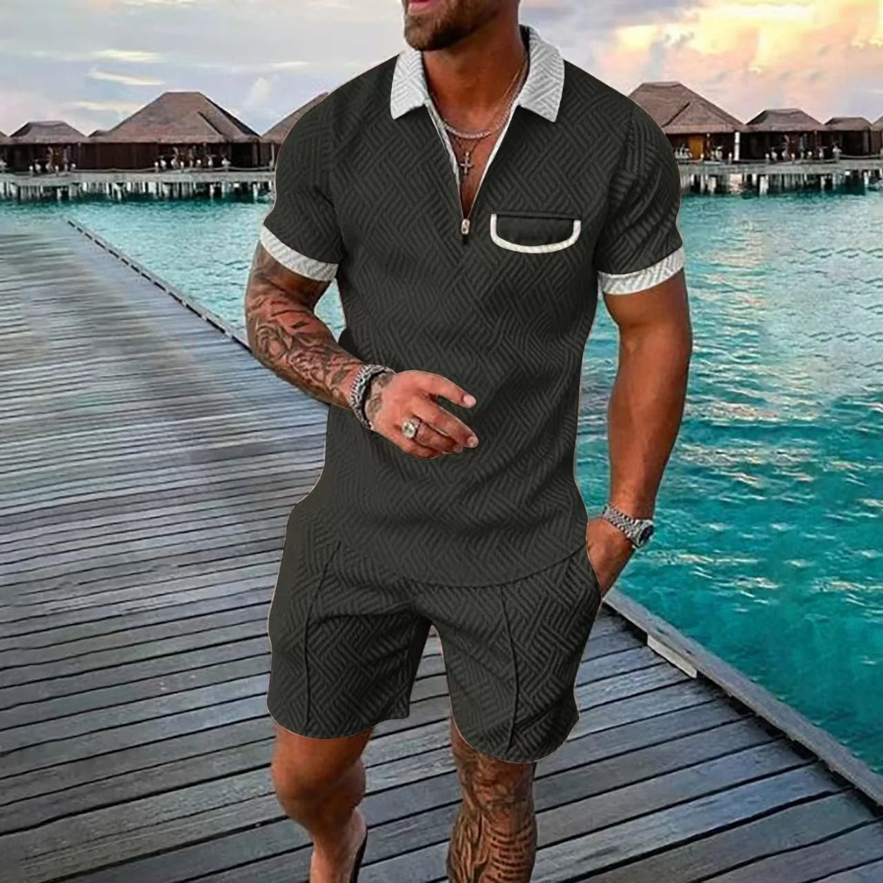 Ensemble Short Top 3D Digital Zippe