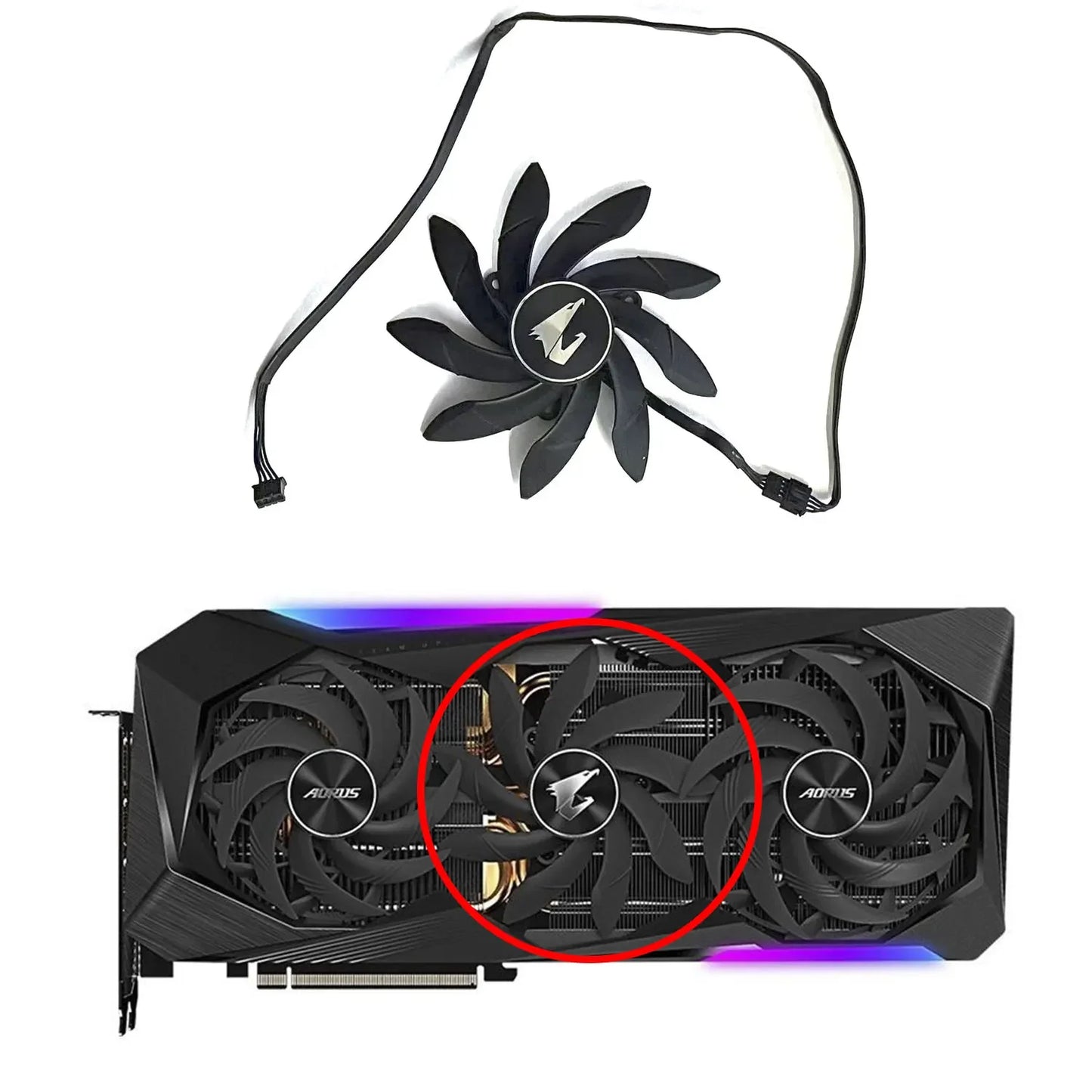 Graphics Card Fan PLD10015B12H 0.55A 4Pin for Gigabyte AORUS GeForce RTX 3070 3080 3090 XTREME RX 6800 6900 XT MASTER 16G