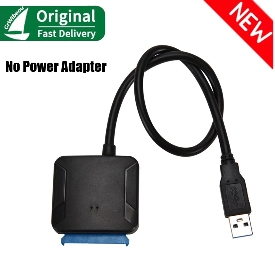 Grwibeou SATA To USB 3.0 Adapter External Hard Drive Converter Cable Support 2.5/3.5 Inch External SSD HDD Hard Drive Disk