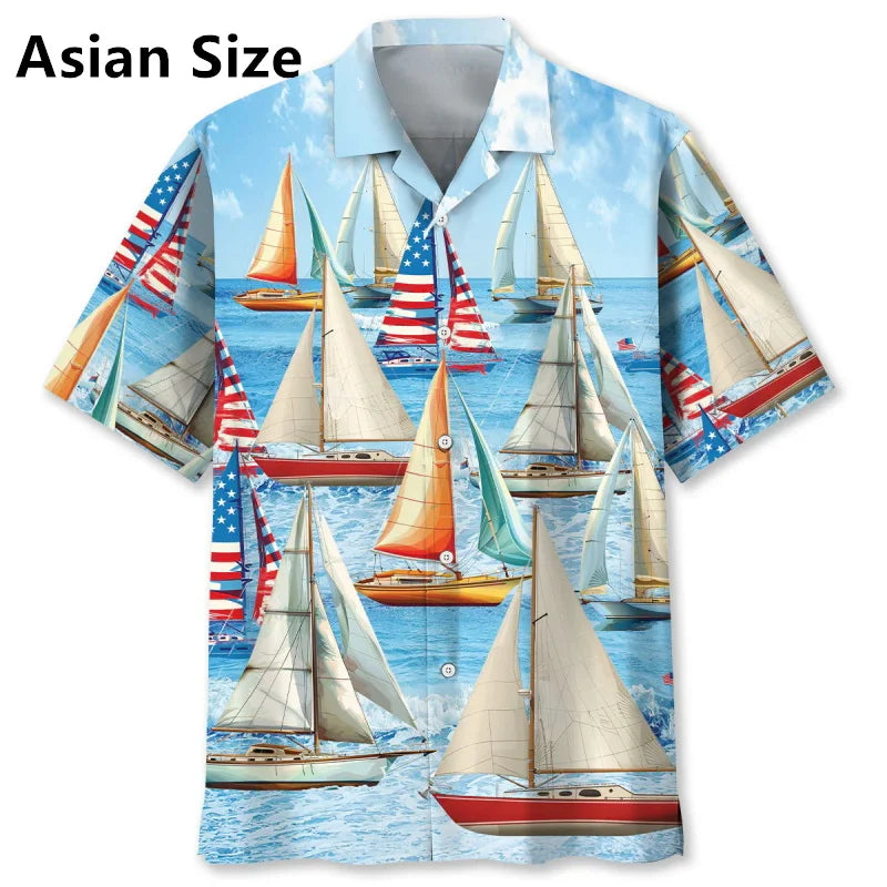 Chemise MC Hawaiian Voilier Floral