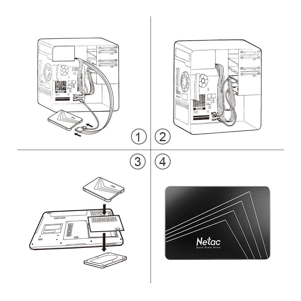 Netac 2.5'' SATA SSD 128gb 256gb 512gb 1tb 2tb 4tb Hard Drive Internal SATA3 Solid State Drive for PC