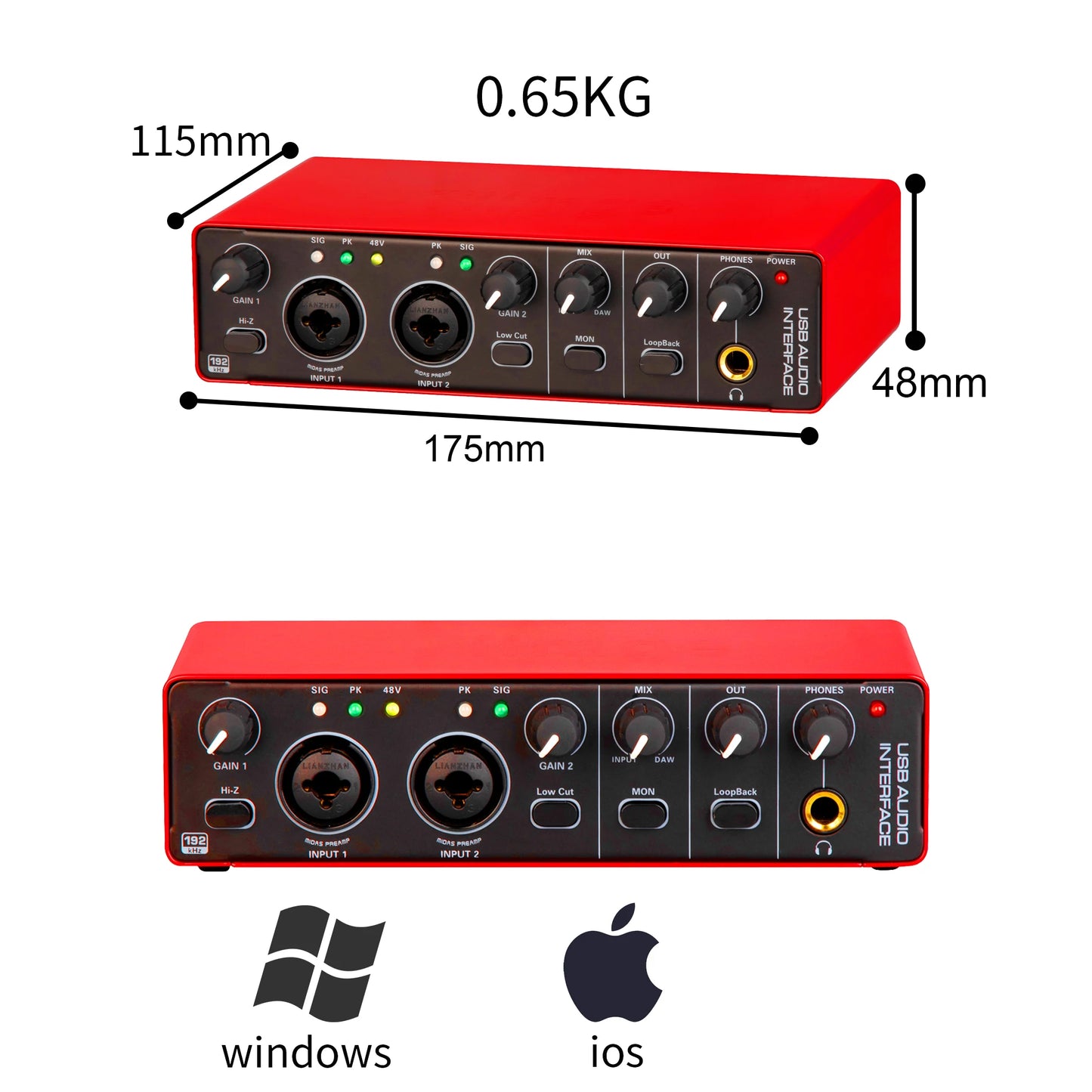 External Professional Dual-Channel Audio Interface: A USB audio interface for computers (driver-free), suitable for band recordi