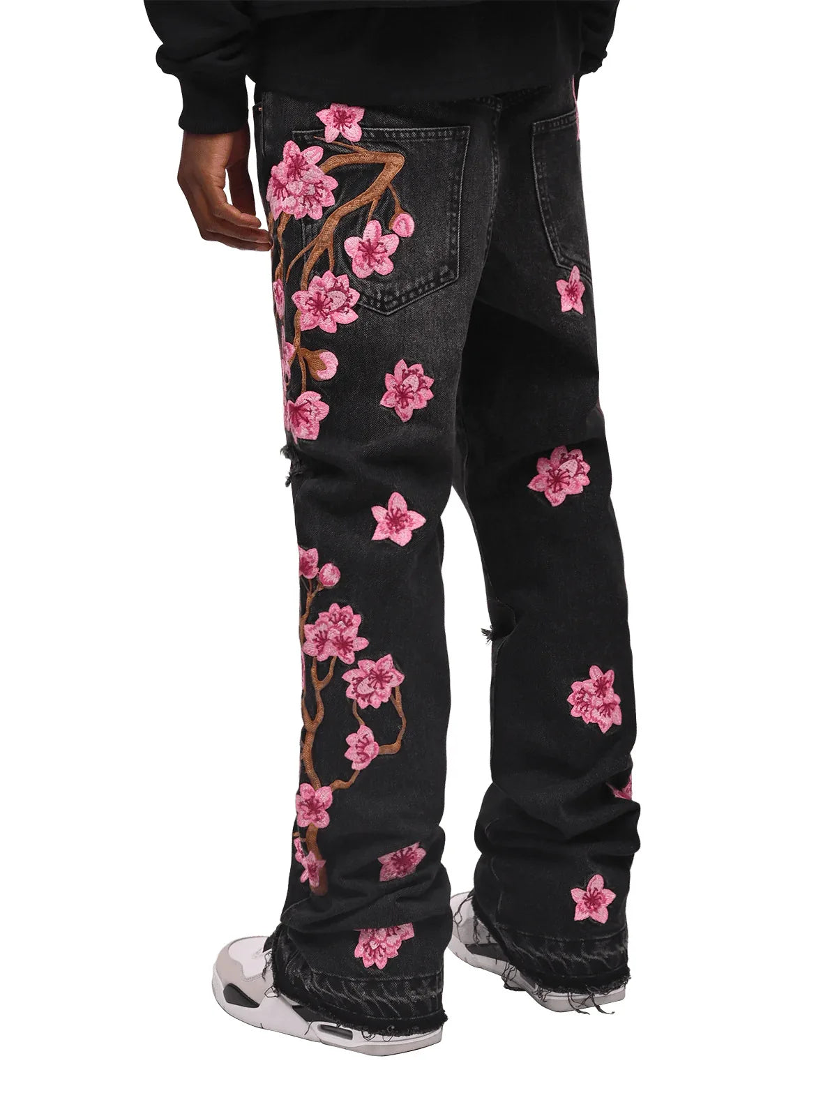 Jean Ripped Floral Brode Flare Homme
