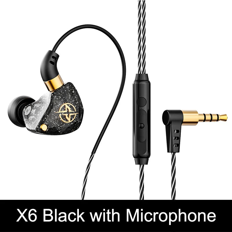 X6 3.5mm Wired Earphone Bass HiFi Headphones Stereo Girl Gift Music Earphones Musician Headset Gamer Earbuds for Huawei
