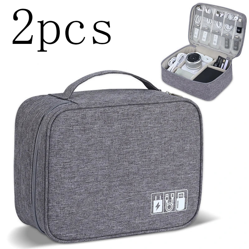 1/Ppcs Electronic Product Storage Bag Waterproof Electronic Storage Bag Portable USB Data Cable Charger Plug Storage Bag
