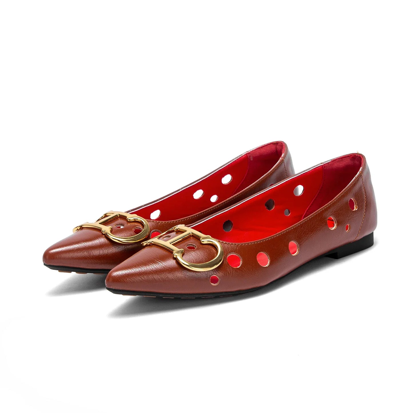 CHCH 2025 Women's Flat Shoes New Punching Design Pointed Woman Shoes Simple Anti slip
