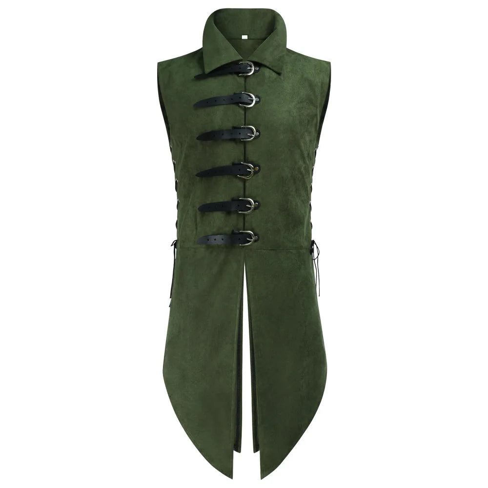 New Man's Fantasy Medieval Tunic Renaissance Vest Up Outerwear Eif Warrior Coats Outerwear Pirate Clothing Halloween Costume