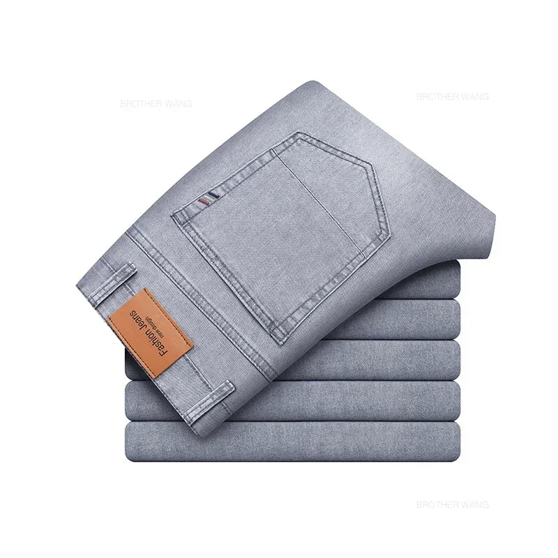 Jean Homme Leger Coton Stretch Gris Clair