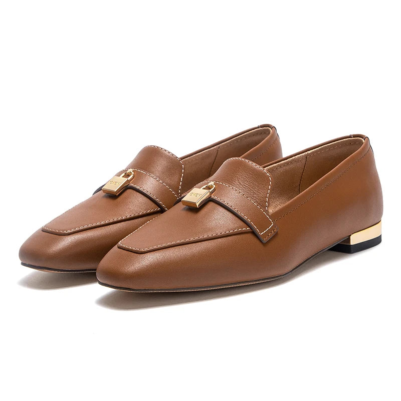 CHCH Women's Flat Shoes 2025 Autumn New Comfortable Cow Leather Black Business Commuter Women's Shoes