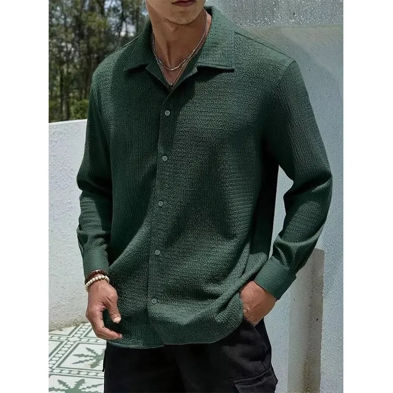 Chemise ML Homme Baggy Hip-Hop M-4XL