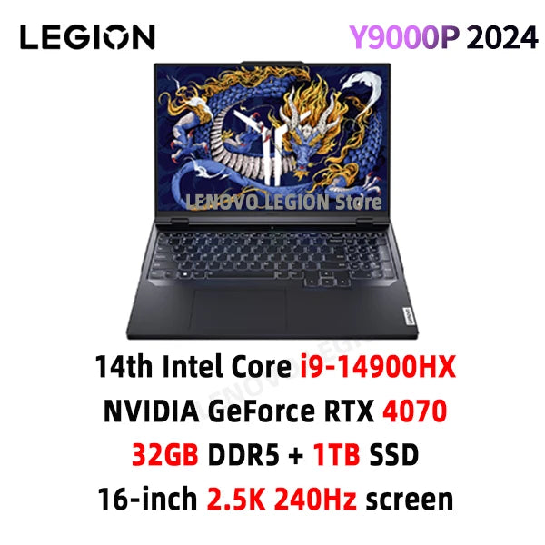 Lenovo Legion Y9000P Gaming E-Sports Laptop 2024 RTX 4060 Intel i9-14900HX 16" 16/32/64G RAM 1/2T SSD 2.5K 240Hz Notebook PC