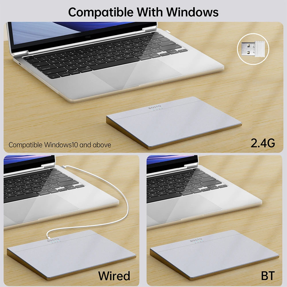 Portable Track Pad Multi-Gesture Wireless Touchpad Type-C Rechargeable Ergonomic Trackpad Mouse for Computer Notebook PC Laptop