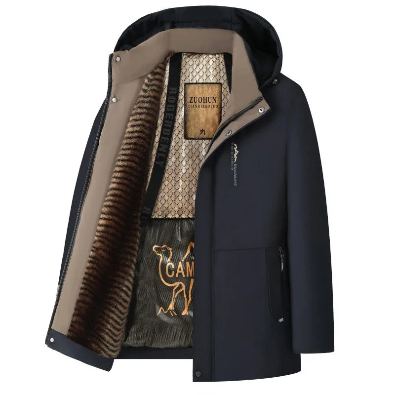 Parka Luxe Fleece Camel Homme Hiver