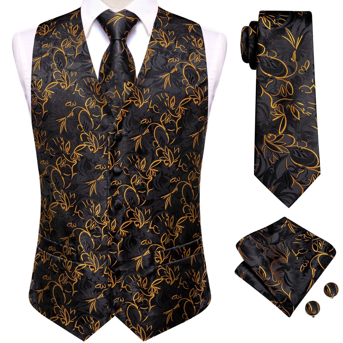 Gilet Cravate Hi-Tie Soie 4 Pieces
