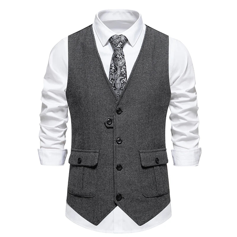 Gilet Tweed Herringbone British Gentleman