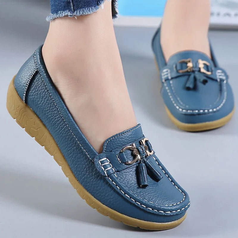 Woman Shoes Low Heels Casual Shoes Women's Loafers Slip On Flat Shoes Mocassins Femmes Comfortable Footwear Women Flats White
