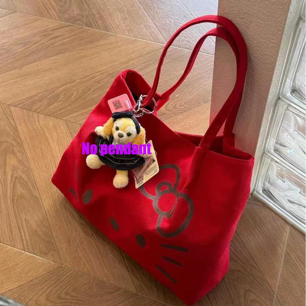 Sac Hello Kitty Toile Rouge Grande Capacité