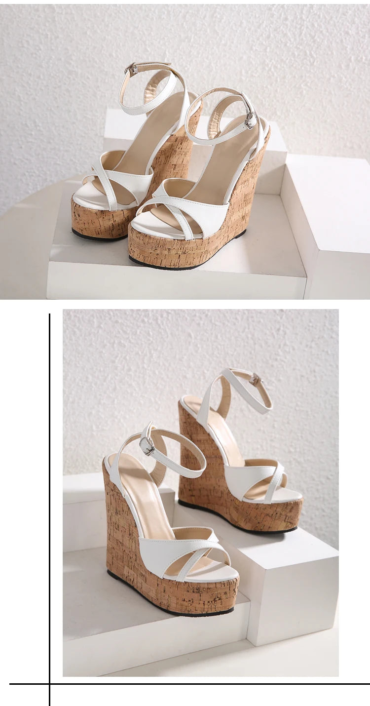 Aneikeh NEW Sexy Shoes for Women 2025 Fashion Platform Sewing Wedges High Heels Patchwork Retro Sandals Summer Femmes Chaussures