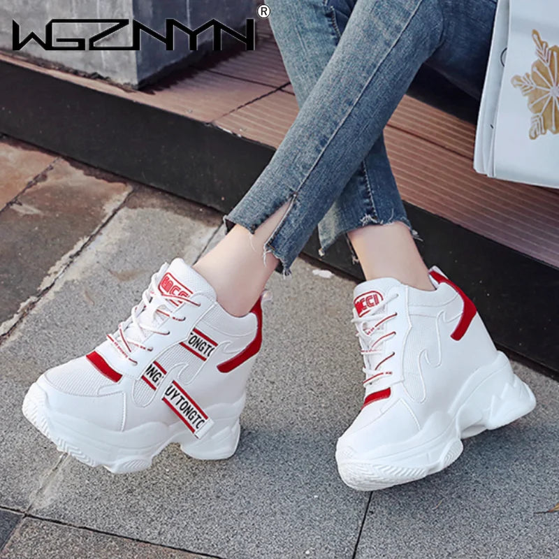 Classic Trendy Shoes Women High Top Sneakers Women Platform Ankle Boots Basket Femme Chaussures Femmes Height Increase Sneaker