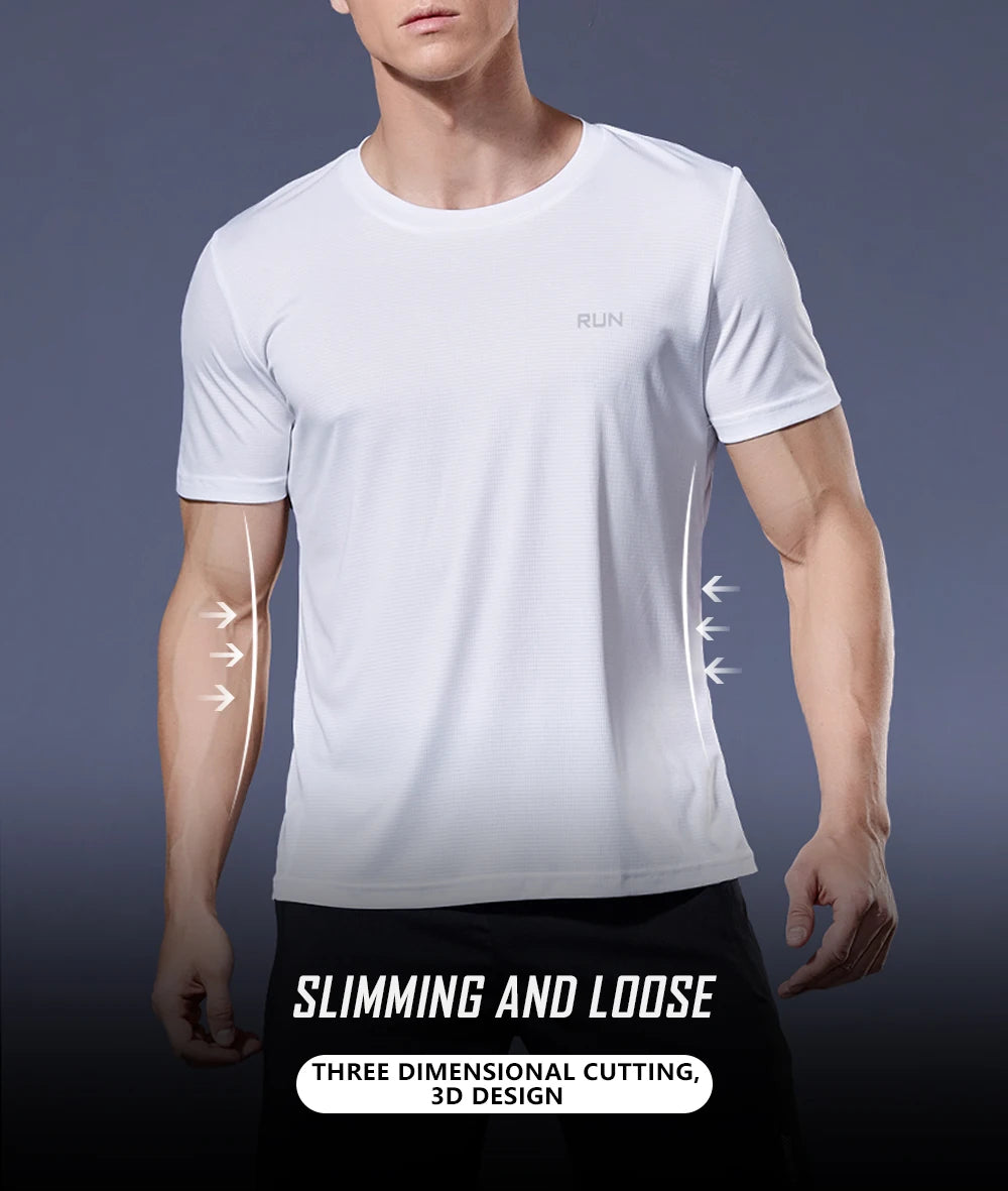 Sport Shirt  2024 Summer New 100% Polyester White Solid T Shirt Men Causal O-neck Basic T-shirt Male High Quality Running Tops
