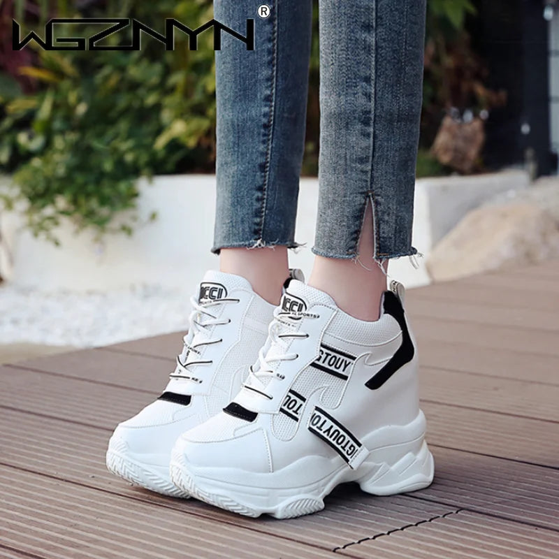 Classic Trendy Shoes Women High Top Sneakers Women Platform Ankle Boots Basket Femme Chaussures Femmes Height Increase Sneaker