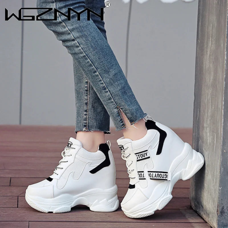 Classic Trendy Shoes Women High Top Sneakers Women Platform Ankle Boots Basket Femme Chaussures Femmes Height Increase Sneaker