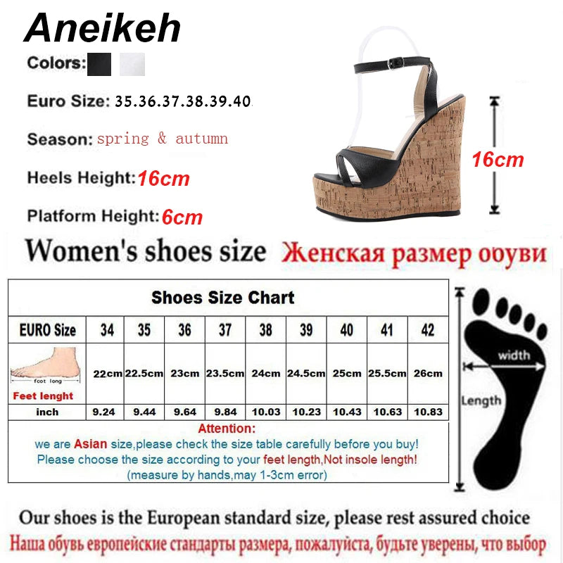Aneikeh NEW Sexy Shoes for Women 2025 Fashion Platform Sewing Wedges High Heels Patchwork Retro Sandals Summer Femmes Chaussures