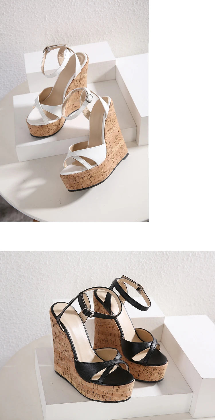 Aneikeh NEW Sexy Shoes for Women 2025 Fashion Platform Sewing Wedges High Heels Patchwork Retro Sandals Summer Femmes Chaussures