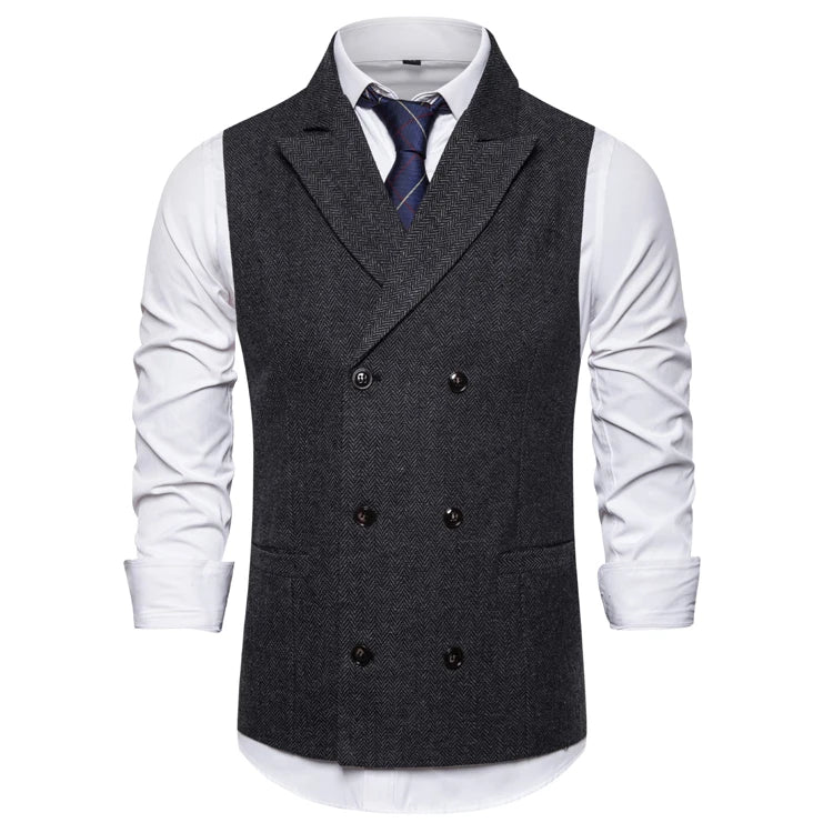 Vest Men Double Breasted Suit Vests Men Mens Sleeveless Suit Vest Waistcoat Vintage Formal Blazers Waistcoat for Wedding chaleco