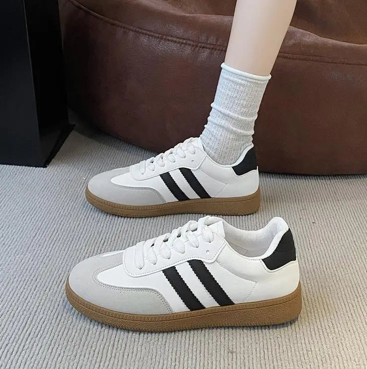 Women Tennis Sneakers Flats Ladies Fashion Lace-up Vulcanized Shoes  Autumn Outdoor Trainers Student Board Shoes Footwear