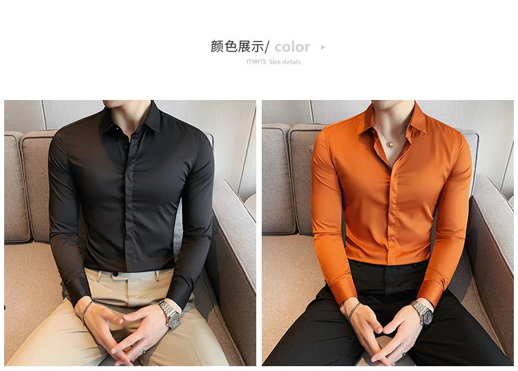 Chemise ML Homme Slim Uni Luxe
