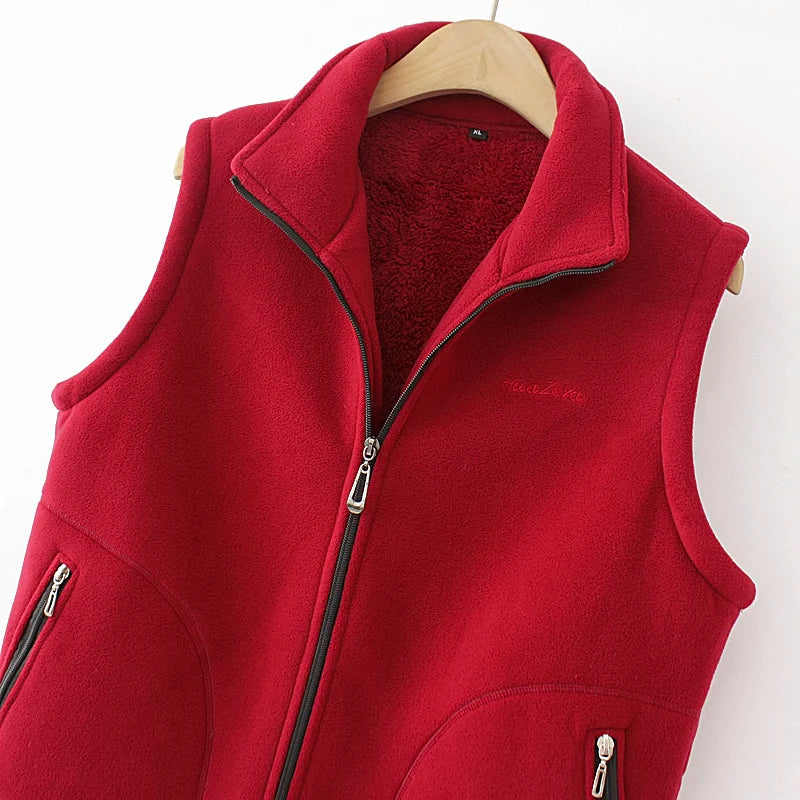 Women Vests New Autumn Winter Shake Fleece Vests Sleeveless Jacket Female Waistcoats Coats Trendy Outwear Chaleco Mujer XL-6XL