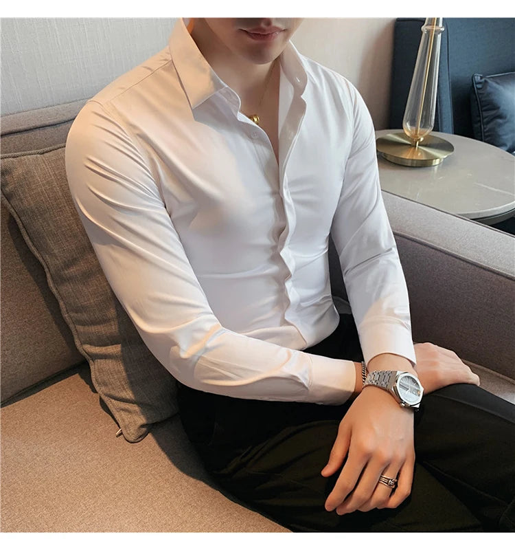 Chemise ML Homme Slim Uni Luxe