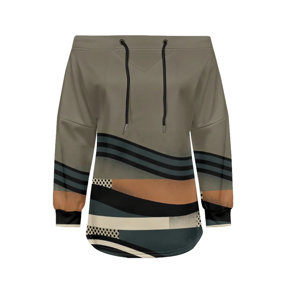 Sweat Off-Shoulder - Motifs Rayures & Pois