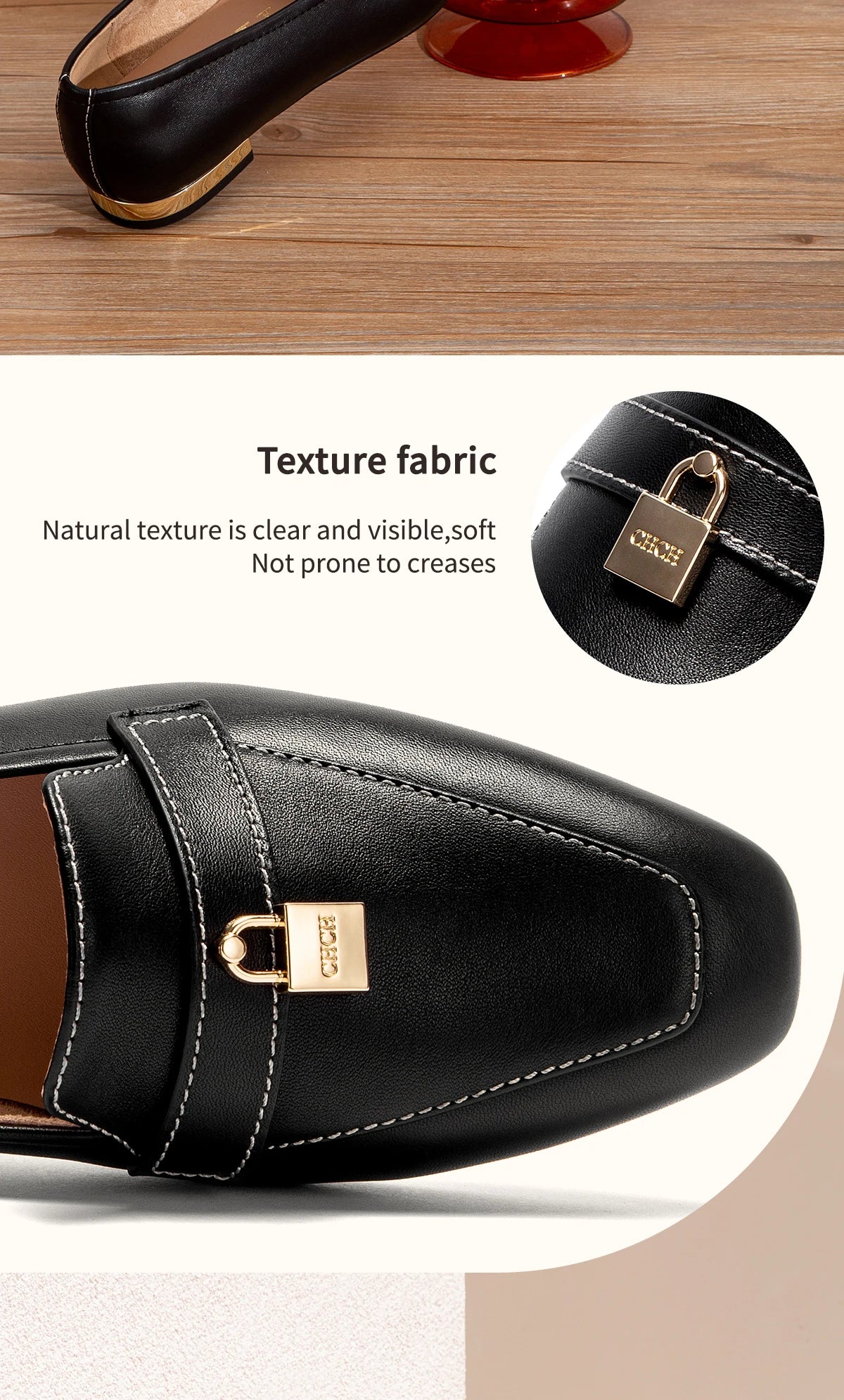 CHCH Women's Flat Shoes 2025 Autumn New Comfortable Cow Leather Black Business Commuter Women's Shoes