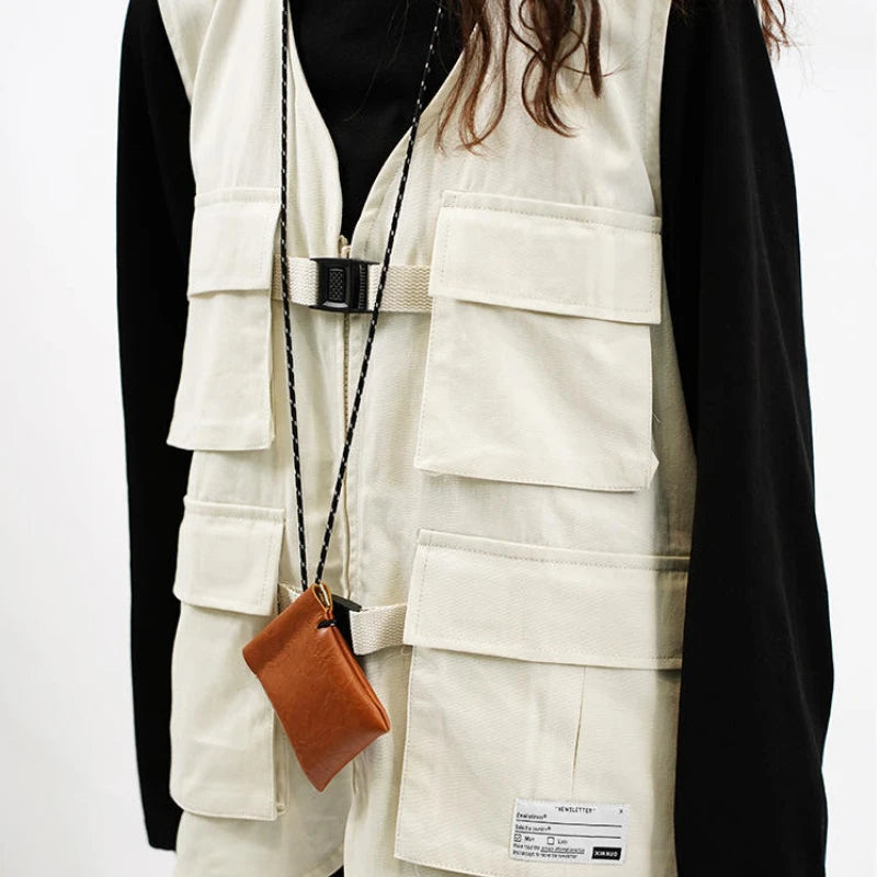 Techwear Vests Women Vintage Spring Autumn Coat Designed Couples All-match Sleeveless Outwear Japanese Harajuku Aesthetic Ins