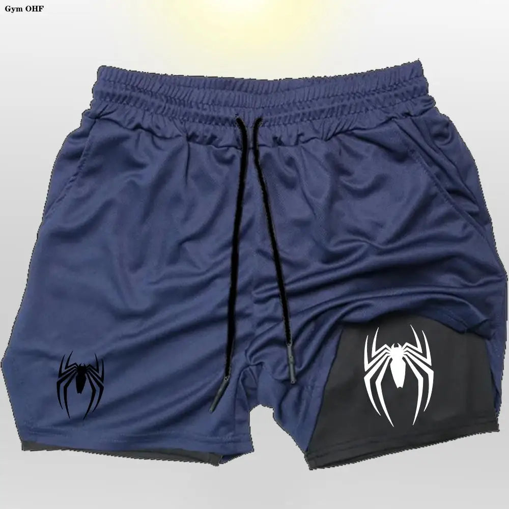 Sport Shorts Men 2099 Spider Sportswear Double-Deck Running Shorts 2 In 1 Beach Bottoms Summer Gym Fitness Training Short Pants