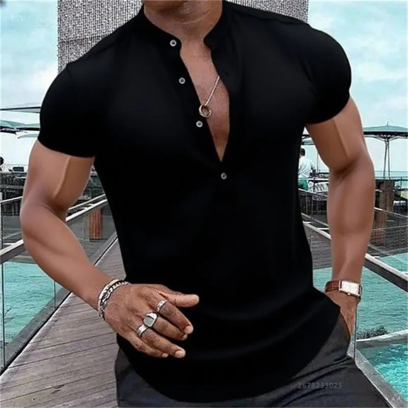 Chemise MC Hawaiian Uni Col Montant