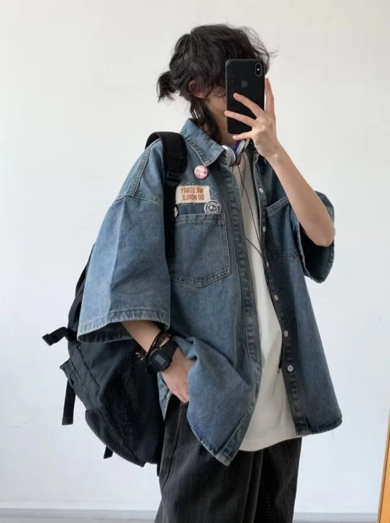 Ensemble Denim Harajuku Chemise Jean Retro