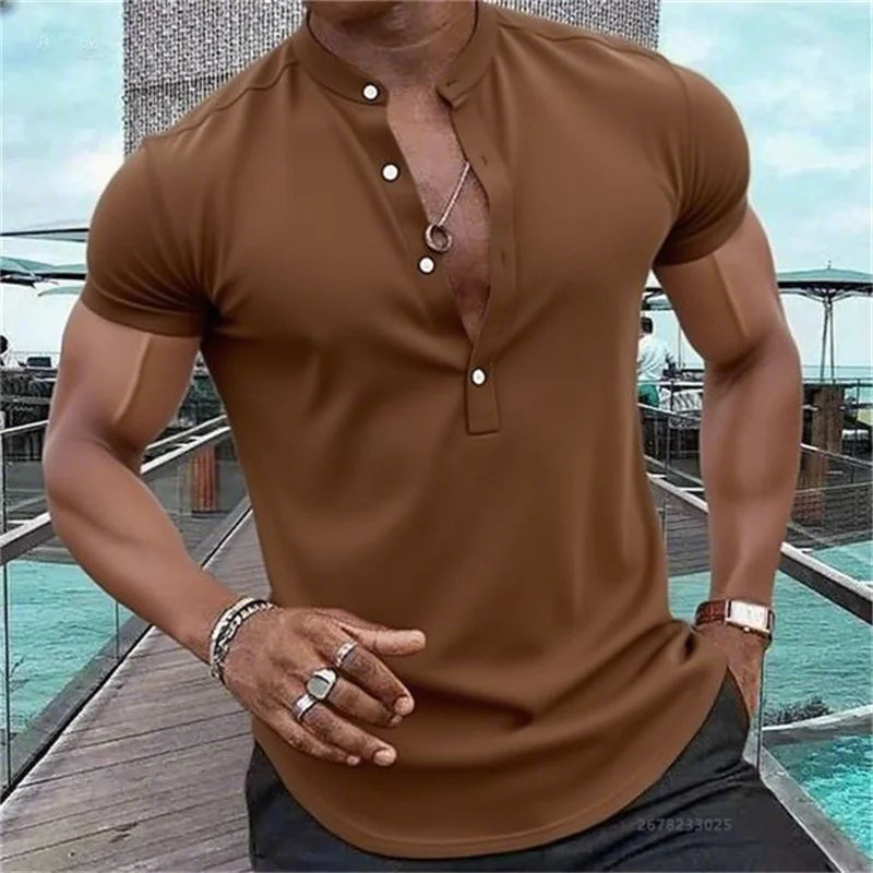 Chemise MC Hawaiian Uni Col Montant