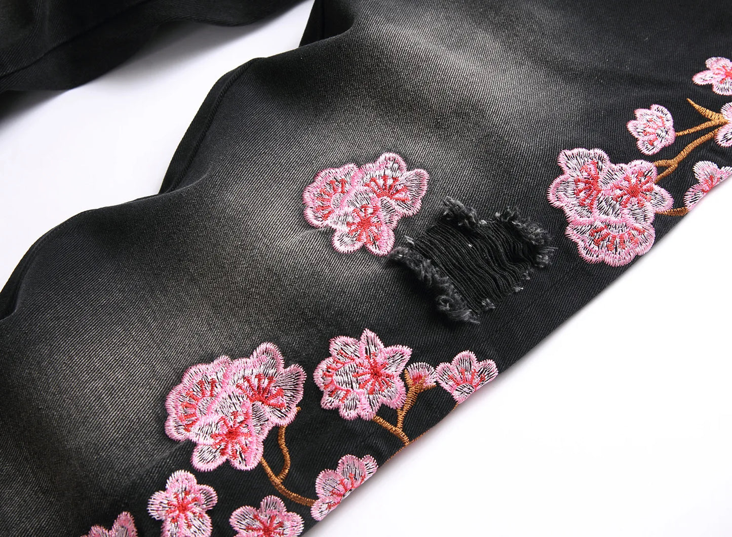 Jean Ripped Floral Brode Flare Homme