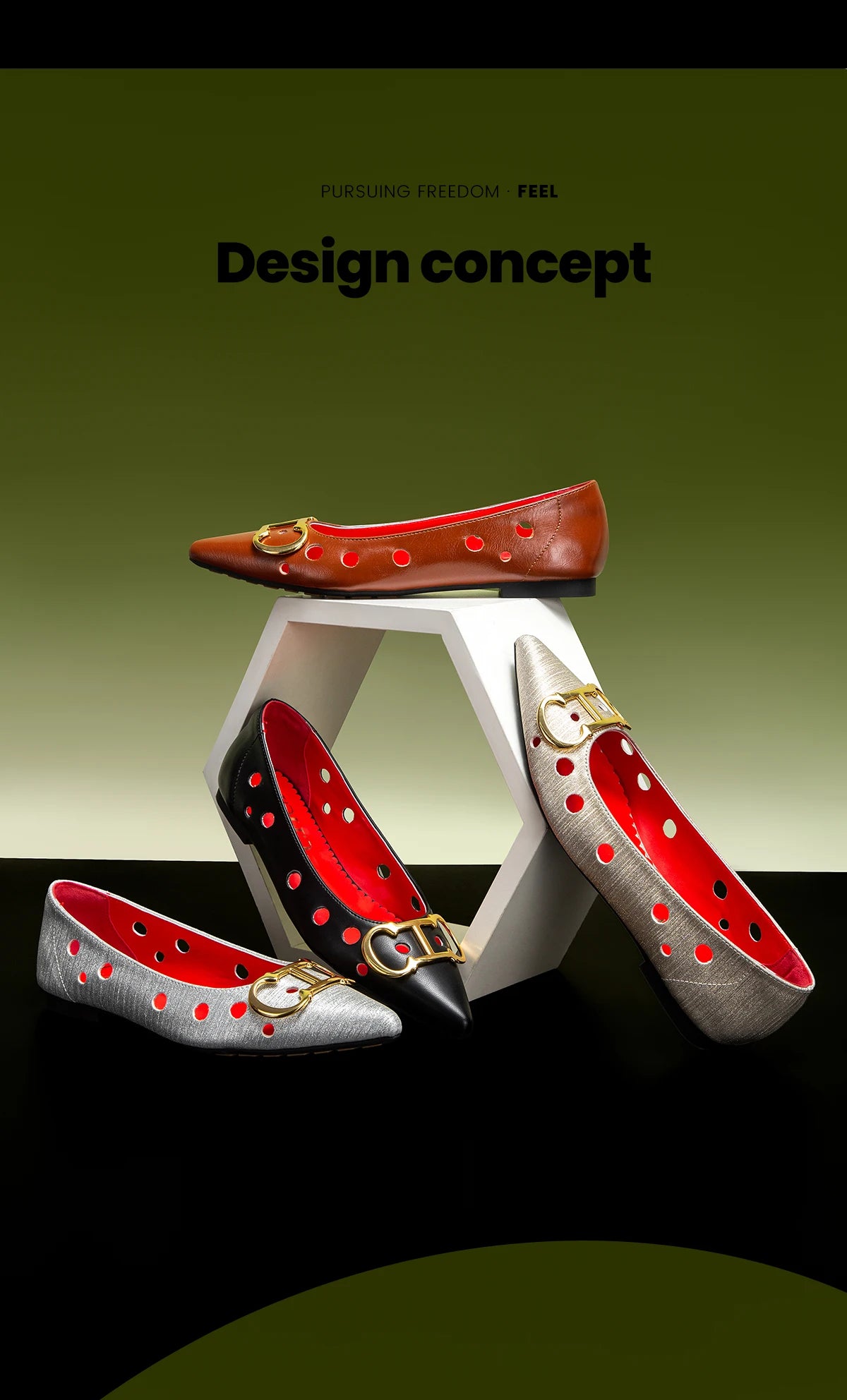 CHCH 2025 Women's Flat Shoes New Punching Design Pointed Woman Shoes Simple Anti slip