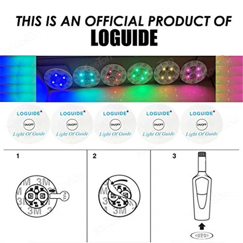1-200PCS LED Bottles Coaster Lamps Luminous Cup Stickers Lights for Bar KTV Wedding Party Cocktail Drink Cups Vase Decoration