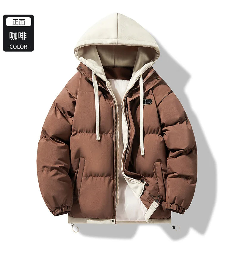 Manteau Faux 2 Pieces Homme Hiver Hood