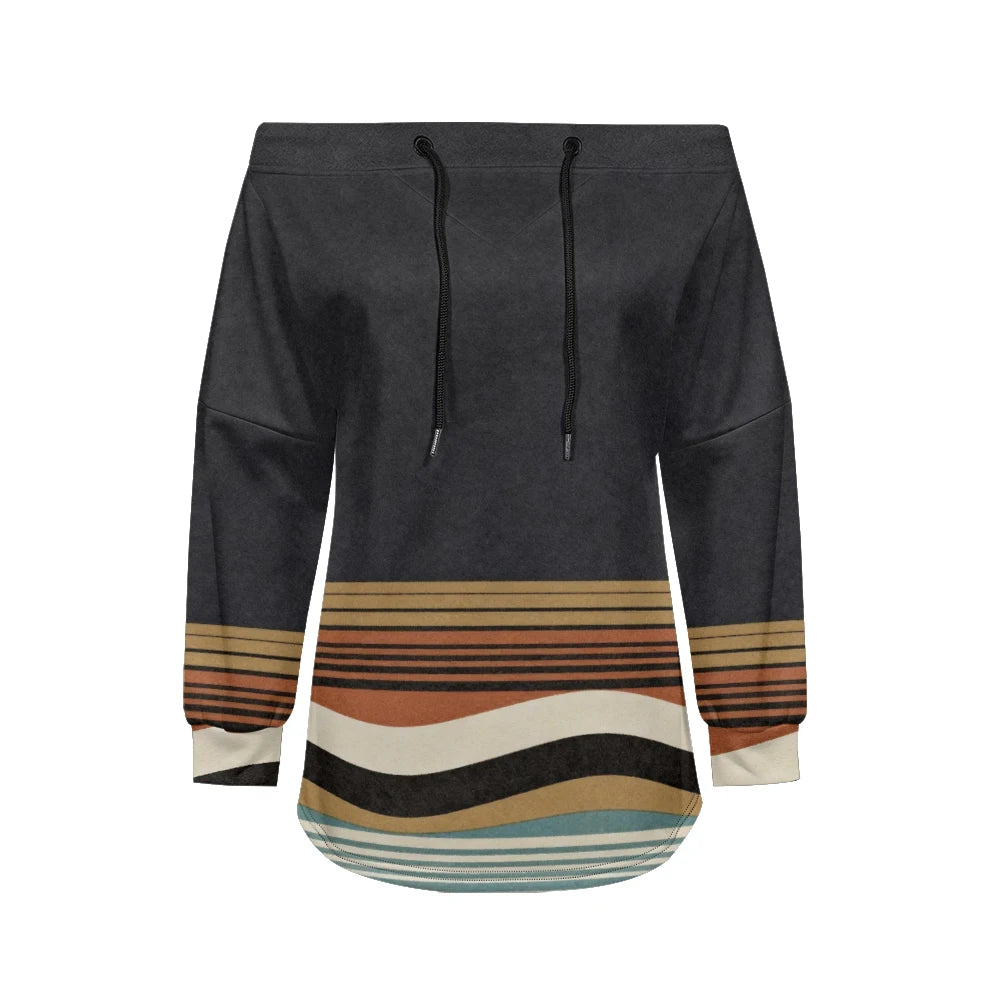 Sweat Off-Shoulder - Motifs Rayures & Pois