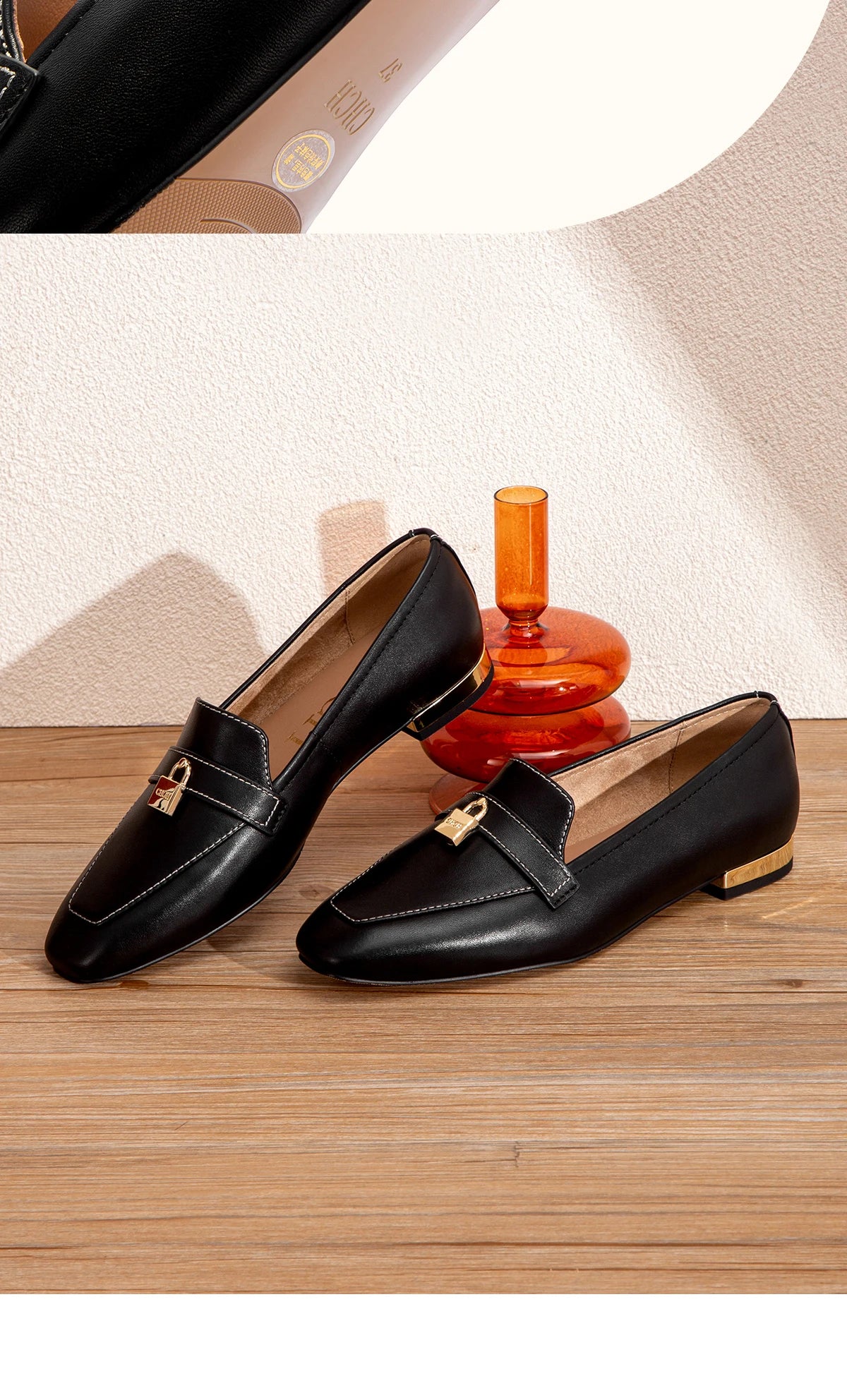 CHCH Women's Flat Shoes 2025 Autumn New Comfortable Cow Leather Black Business Commuter Women's Shoes