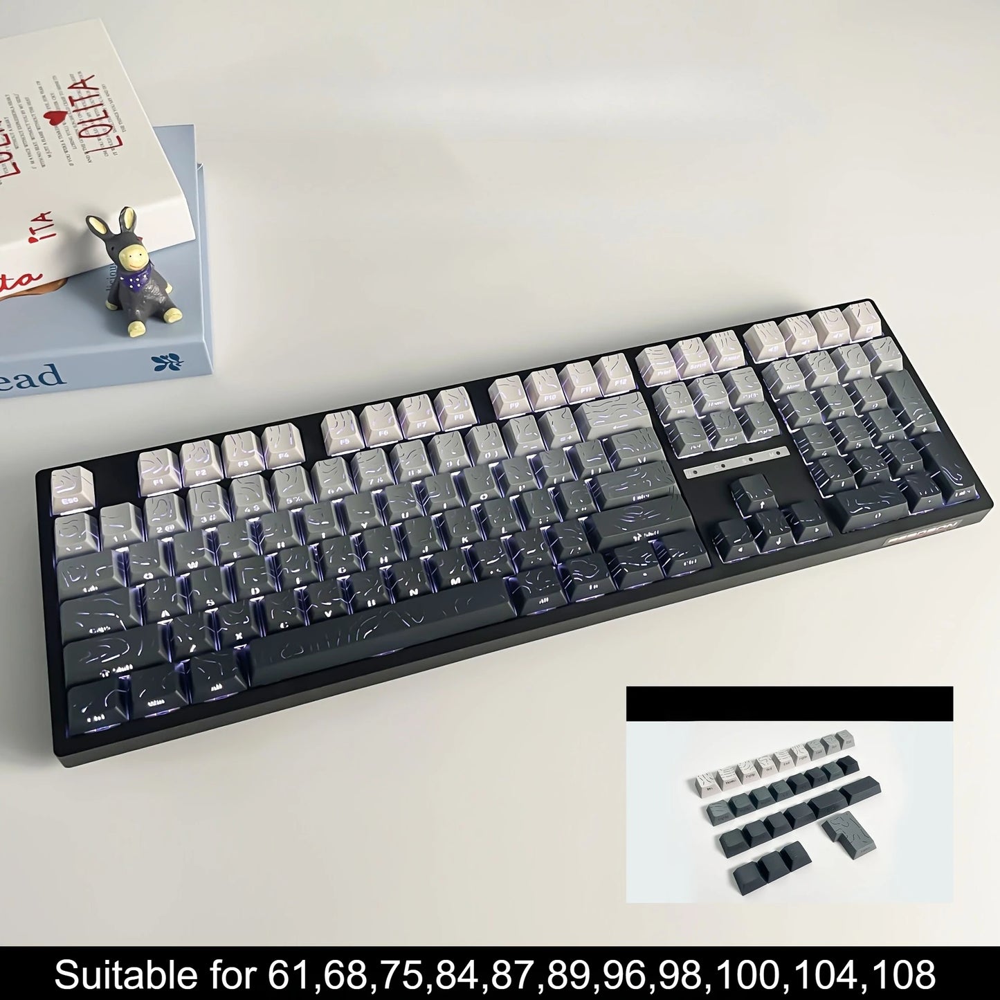Red Contour Side Printed Shine Through Keycaps Cherry Profile Double Shot PBT Keycap for Gateron MX Switches Mechanical Keyboard